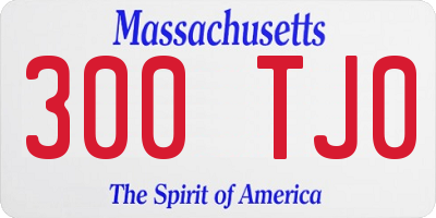 MA license plate 300TJ0