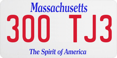 MA license plate 300TJ3