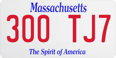 MA license plate 300TJ7