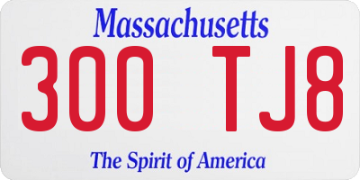 MA license plate 300TJ8