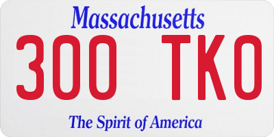 MA license plate 300TK0