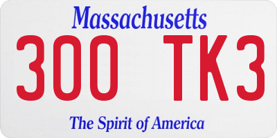 MA license plate 300TK3