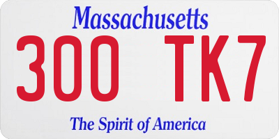 MA license plate 300TK7