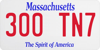MA license plate 300TN7