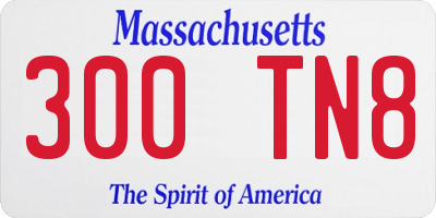 MA license plate 300TN8