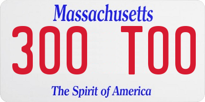 MA license plate 300TO0