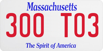 MA license plate 300TO3