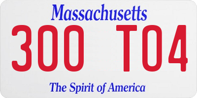 MA license plate 300TO4