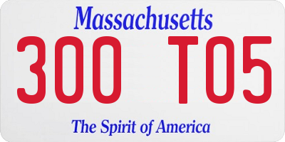 MA license plate 300TO5
