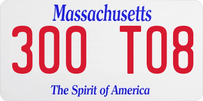 MA license plate 300TO8