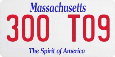 MA license plate 300TO9