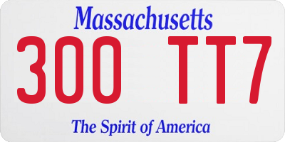 MA license plate 300TT7