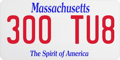 MA license plate 300TU8