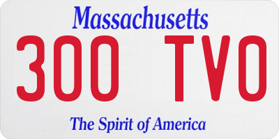 MA license plate 300TV0