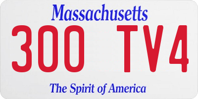 MA license plate 300TV4