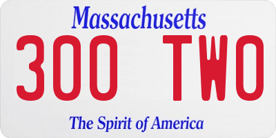 MA license plate 300TW0