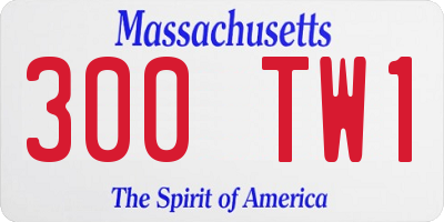 MA license plate 300TW1