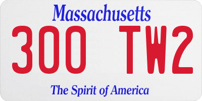 MA license plate 300TW2