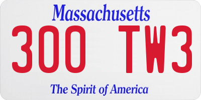 MA license plate 300TW3