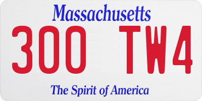 MA license plate 300TW4