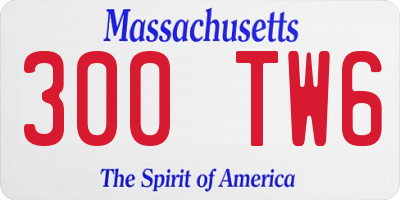 MA license plate 300TW6