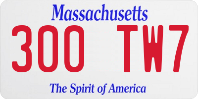 MA license plate 300TW7
