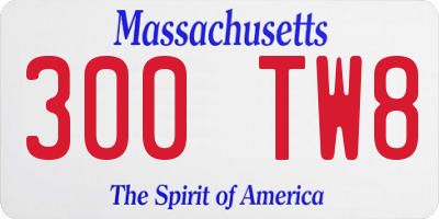 MA license plate 300TW8