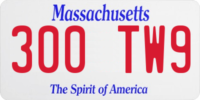 MA license plate 300TW9