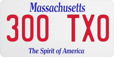 MA license plate 300TX0