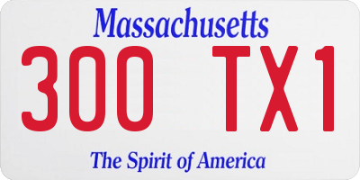 MA license plate 300TX1