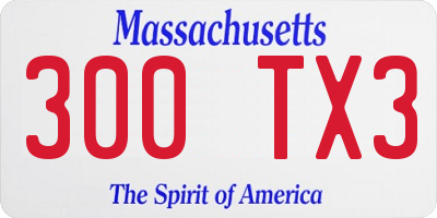 MA license plate 300TX3