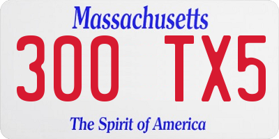 MA license plate 300TX5