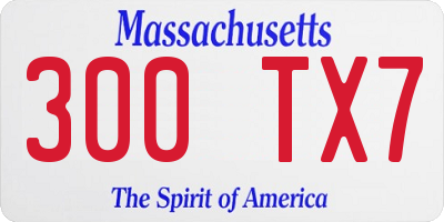 MA license plate 300TX7
