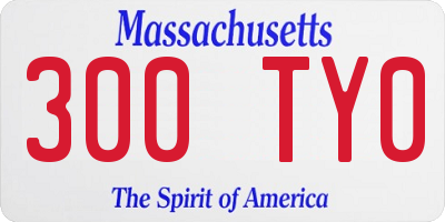 MA license plate 300TY0