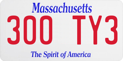 MA license plate 300TY3