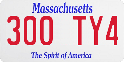 MA license plate 300TY4