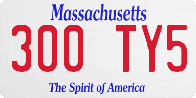 MA license plate 300TY5