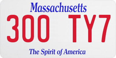 MA license plate 300TY7