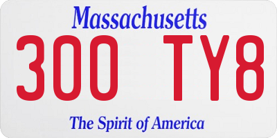 MA license plate 300TY8