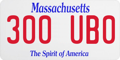 MA license plate 300UB0