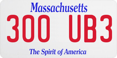 MA license plate 300UB3