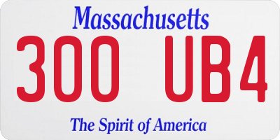 MA license plate 300UB4