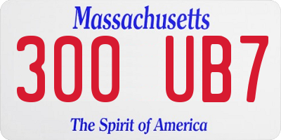 MA license plate 300UB7
