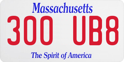 MA license plate 300UB8