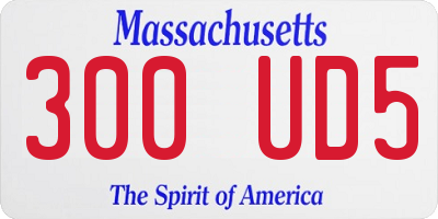 MA license plate 300UD5