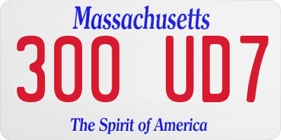 MA license plate 300UD7