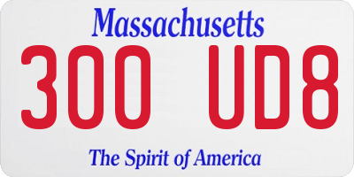 MA license plate 300UD8