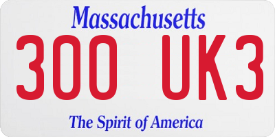 MA license plate 300UK3