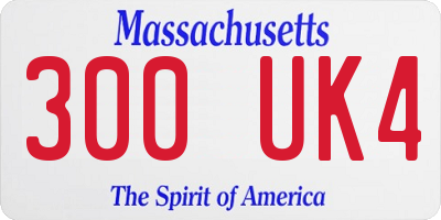 MA license plate 300UK4
