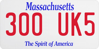 MA license plate 300UK5